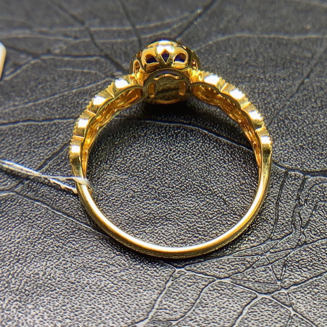 14k Gold 0.8 Ct Natural Sapphire & Diamond Ring - 6