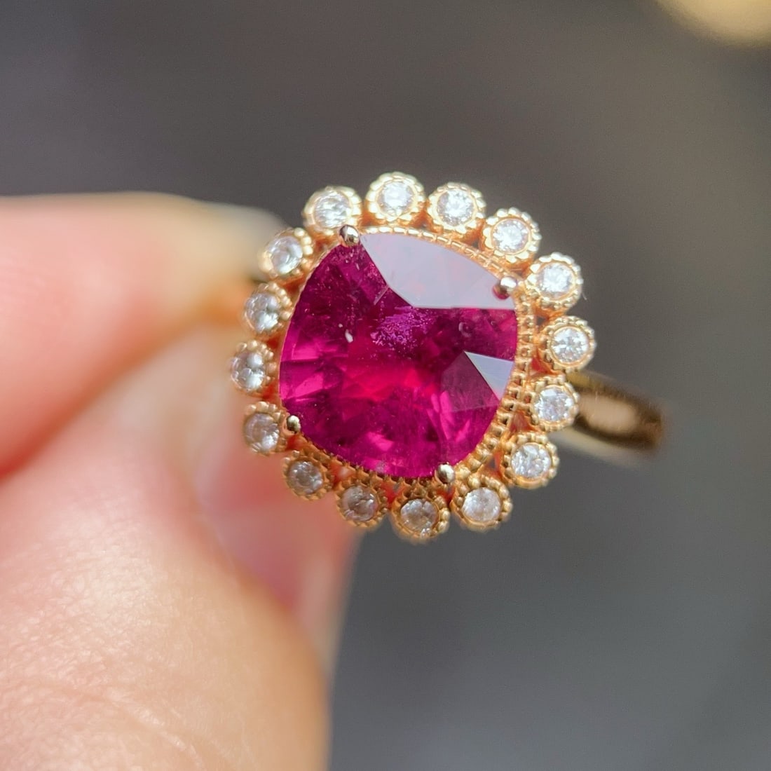14k Gold 2.85 Ct Natural Tourmaline & Diamond Ring - 3