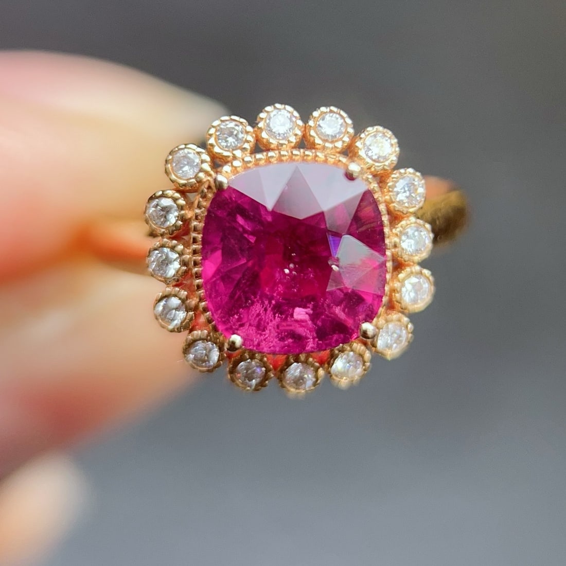 14k Gold 2.85 Ct Natural Tourmaline & Diamond Ring - 5