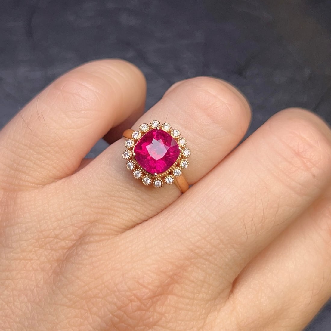 14k Gold 2.85 Ct Natural Tourmaline & Diamond Ring - 6