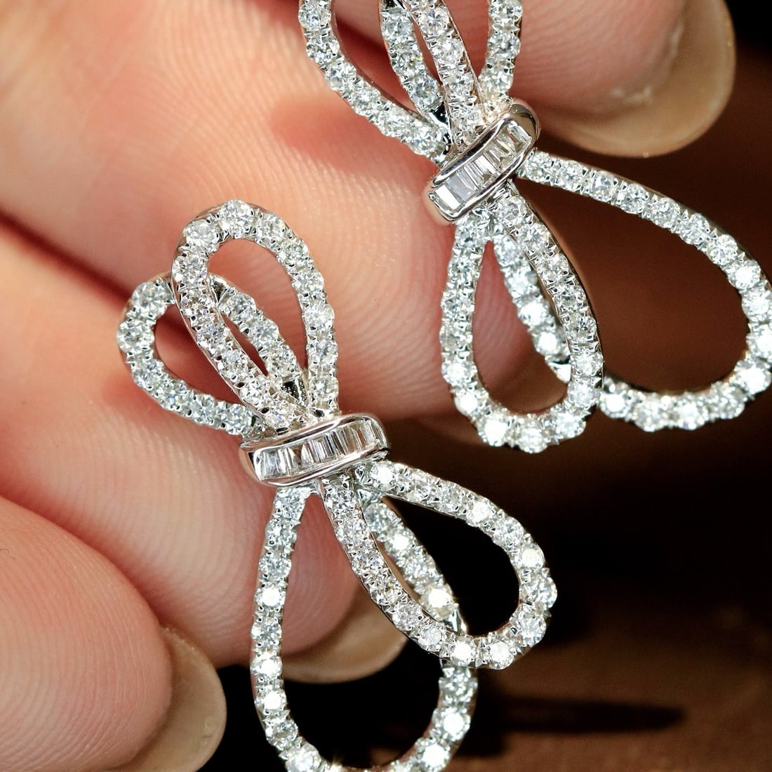 14k Gold 0.84 Ct Natural H Diamond Earrings - 3