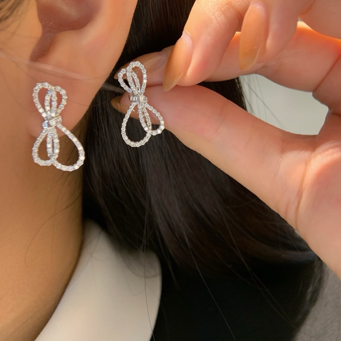 14k Gold 0.84 Ct Natural H Diamond Earrings - 6