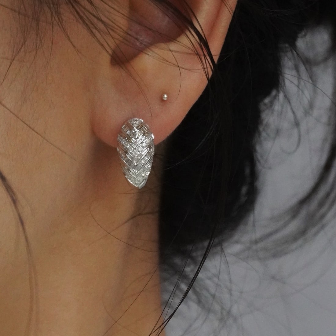 14k Gold 0.64 Ct Natural H Diamond Earrings - 7