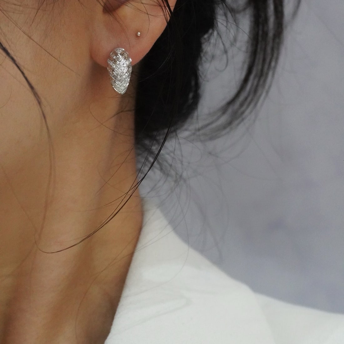 14k Gold 0.64 Ct Natural H Diamond Earrings - 8