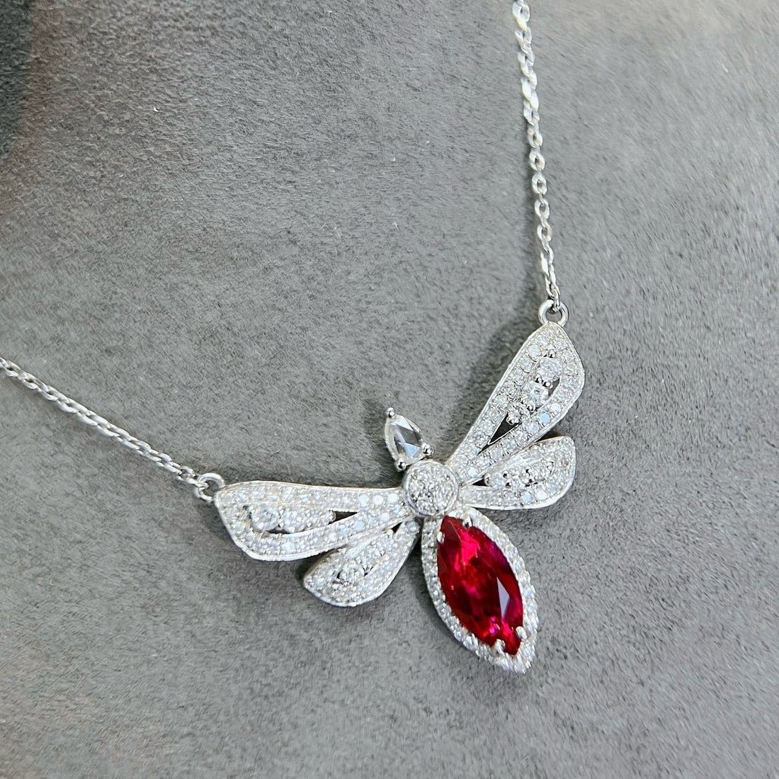 14k Gold 1.88 Ctw Natural Ruby & Diamond Necklace - 3