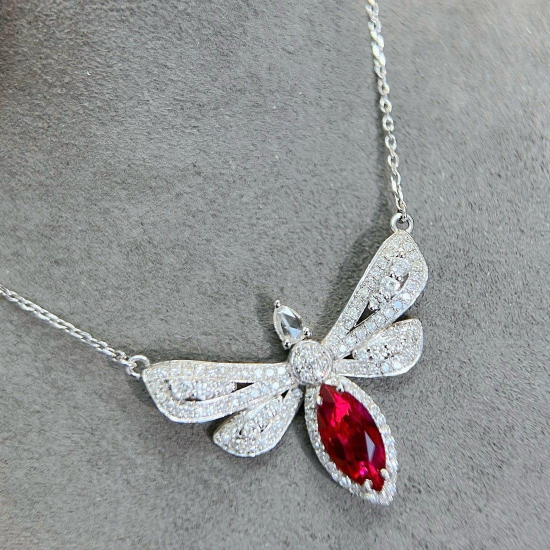 14k Gold 1.88 Ctw Natural Ruby & Diamond Necklace - 4