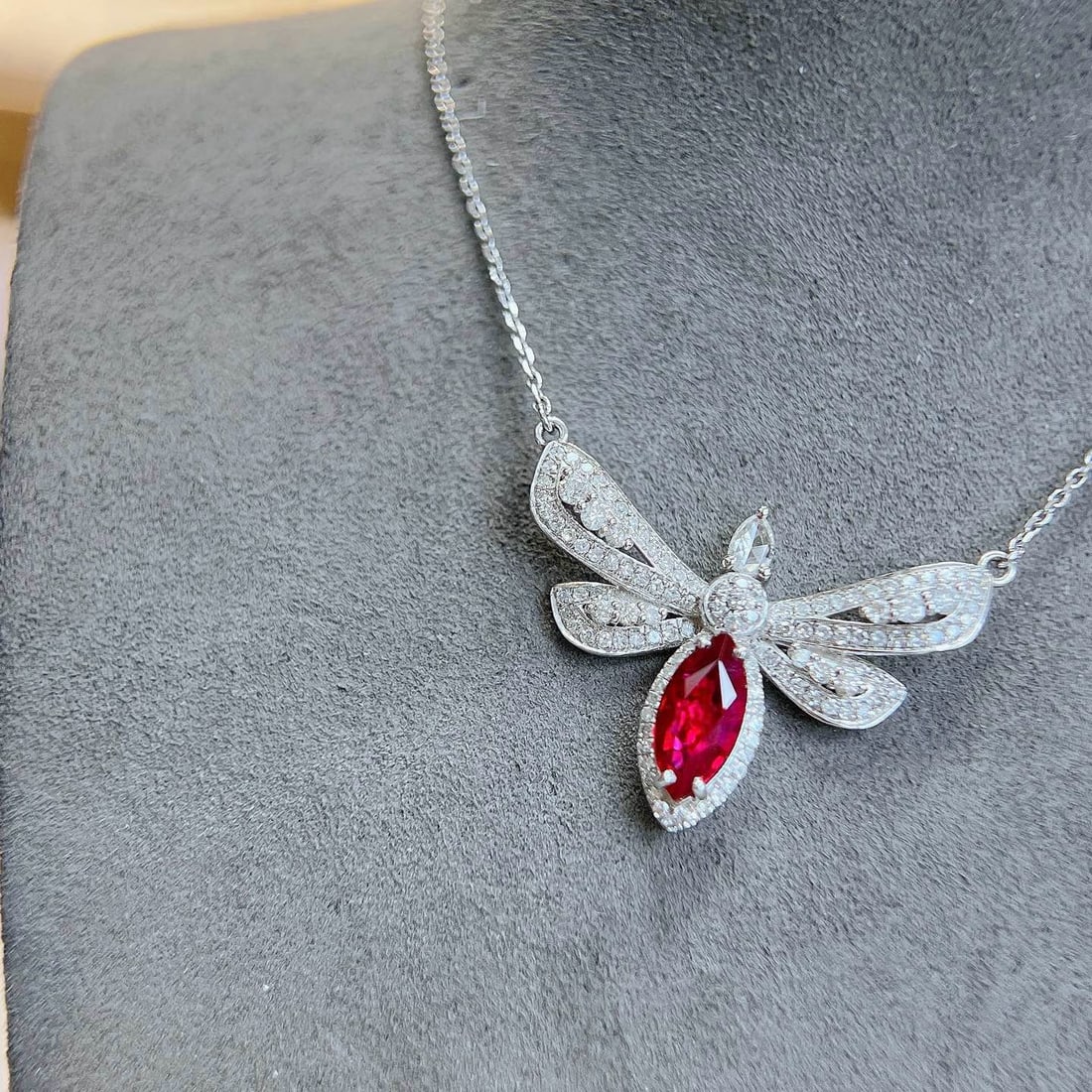 14k Gold 1.88 Ctw Natural Ruby & Diamond Necklace - 7