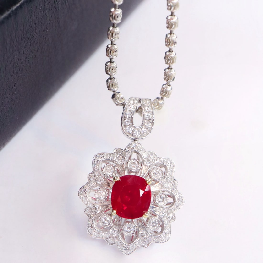 14k Gold 1.34 Ctw Natural Ruby & Diamond Pendant( Without Chain ) - 2