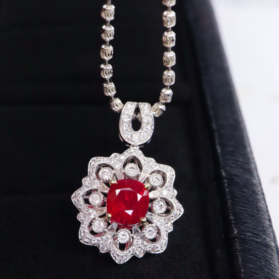 14k Gold 1.34 Ctw Natural Ruby & Diamond Pendant( Without Chain ) - 3