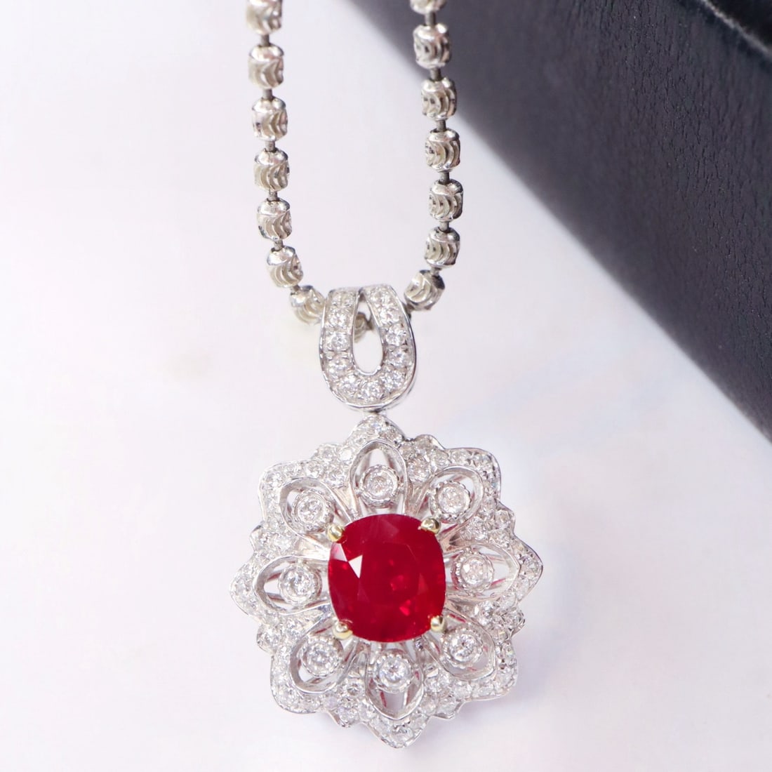 14k Gold 1.34 Ctw Natural Ruby & Diamond Pendant( Without Chain ) - 4