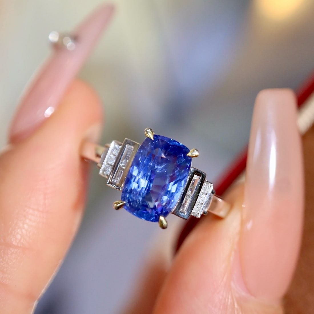 14K GOLD 2.6 CTW NATURAL SAPPHIRE & DIAMOND RING - 6