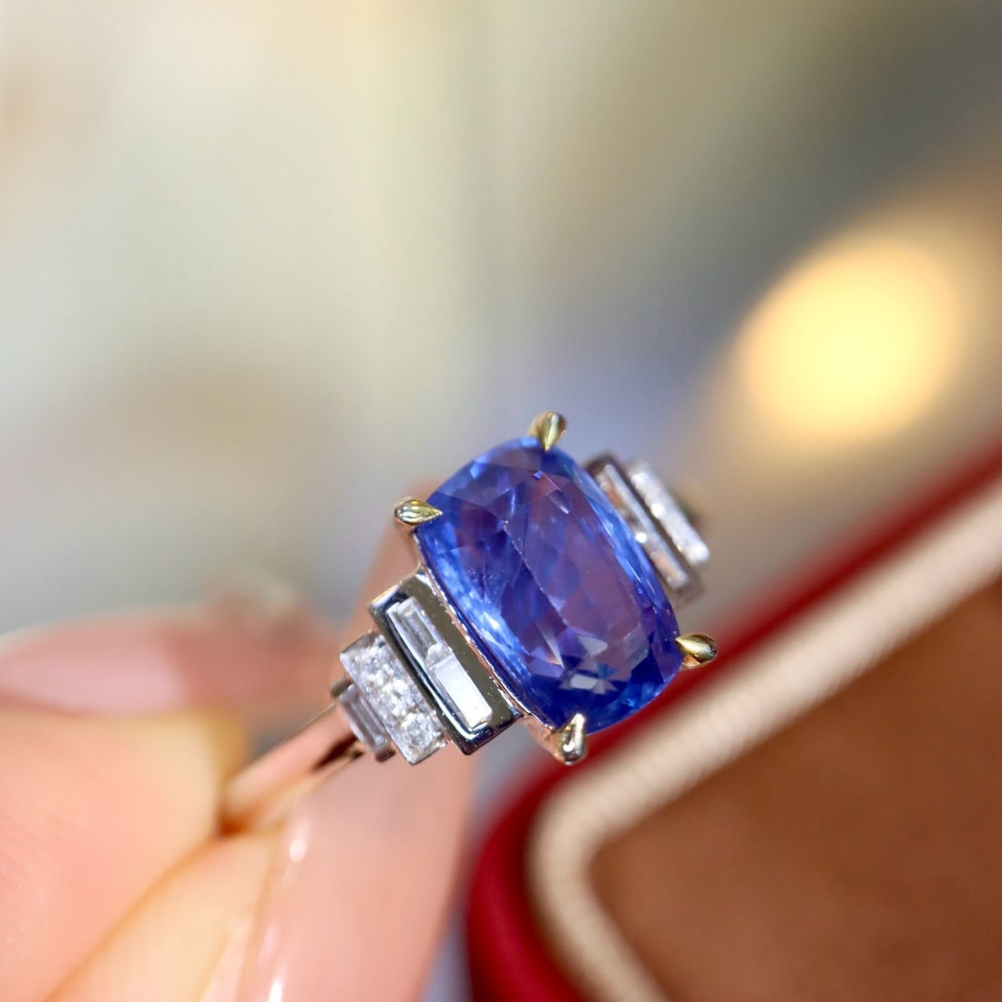 14K GOLD 2.6 CTW NATURAL SAPPHIRE & DIAMOND RING - 7