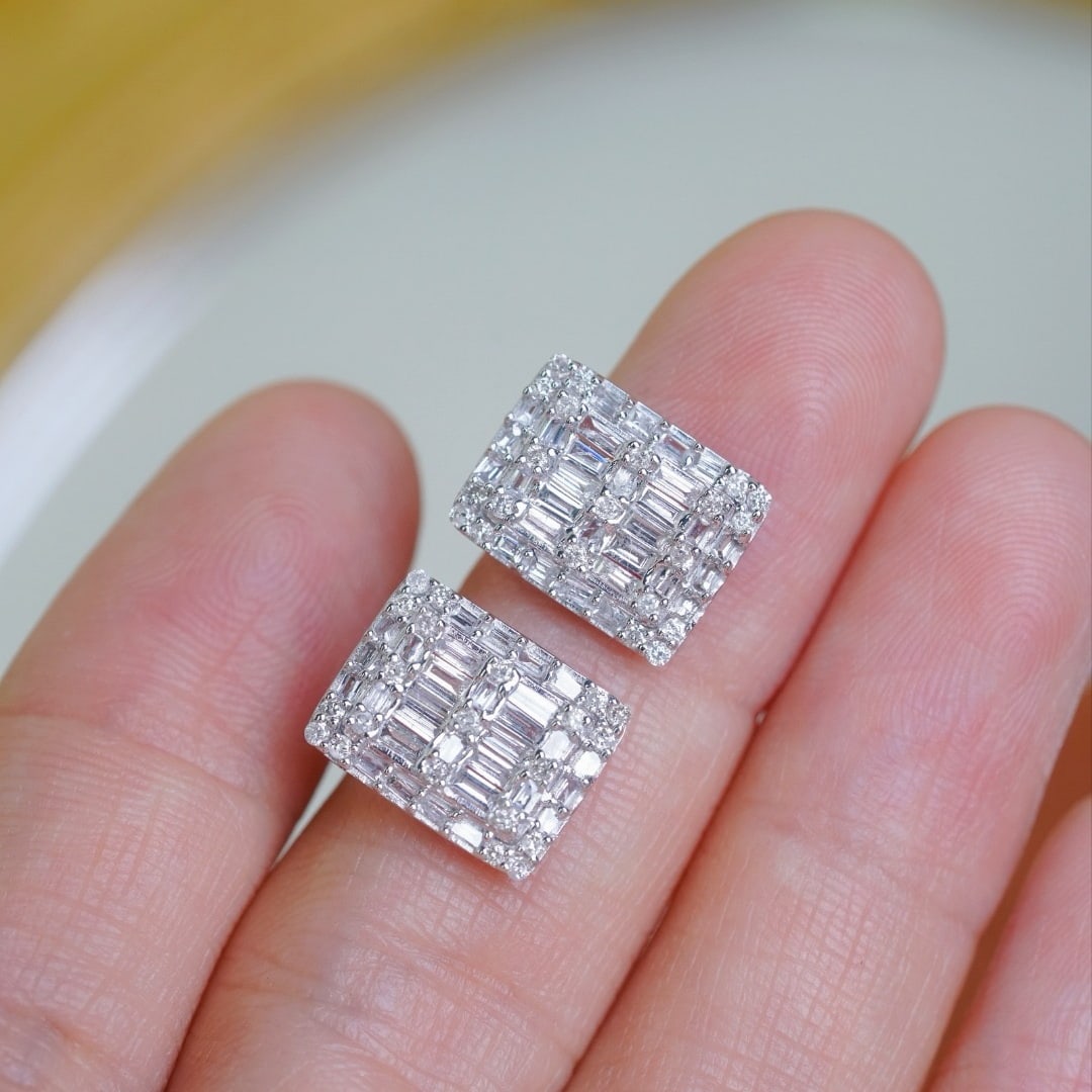 14K GOLD 0.70 CT NATURAL H DIAMOND EARRINGS - 2