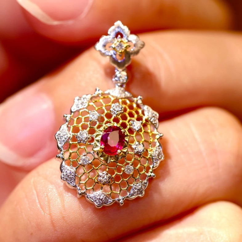 14k Gold 1.07 Ctw Natural Ruby & Diamond Earrings - 4