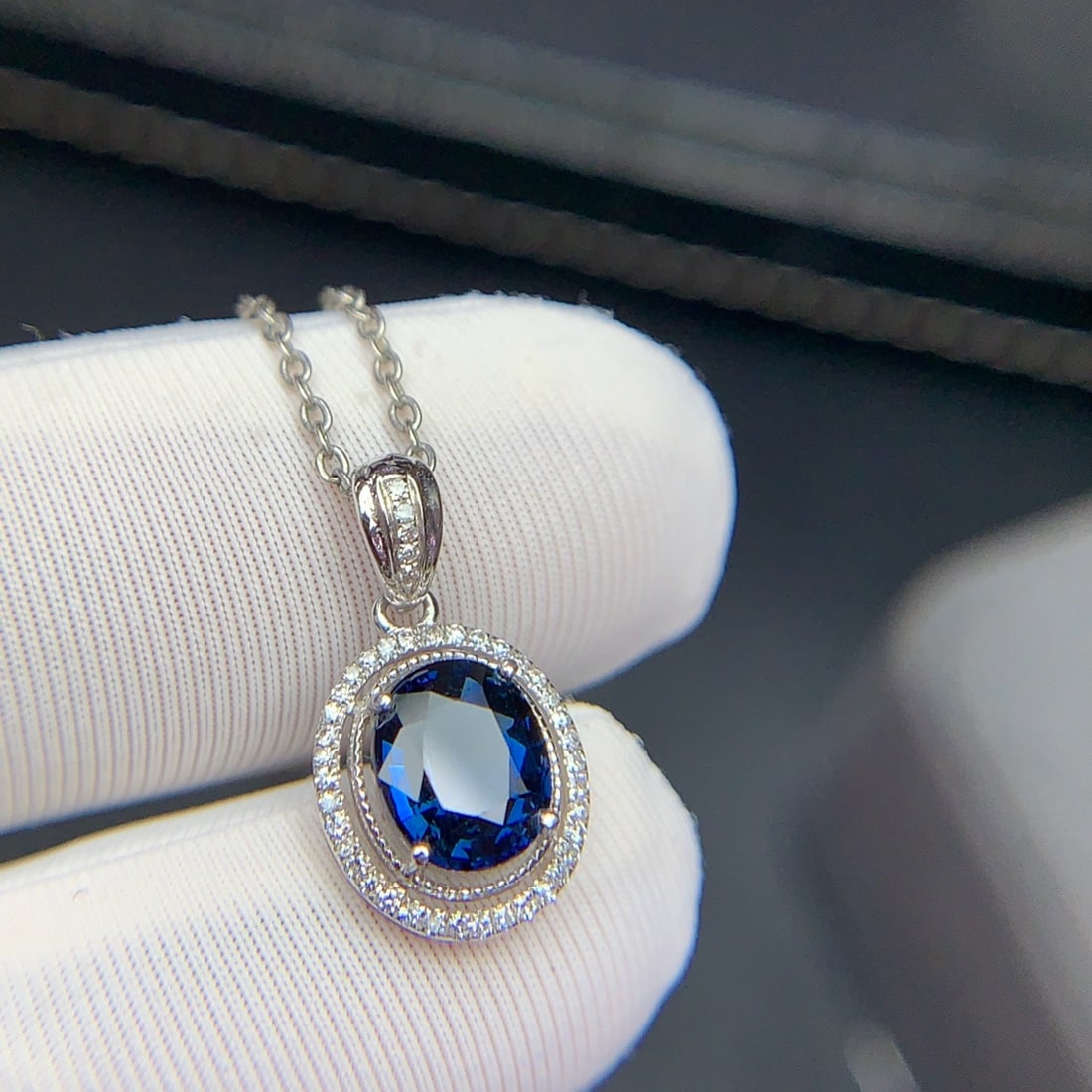 14k Gold 1.21 Ct Natural Sapphire & Diamond Pendant( Without Chain ) - 2
