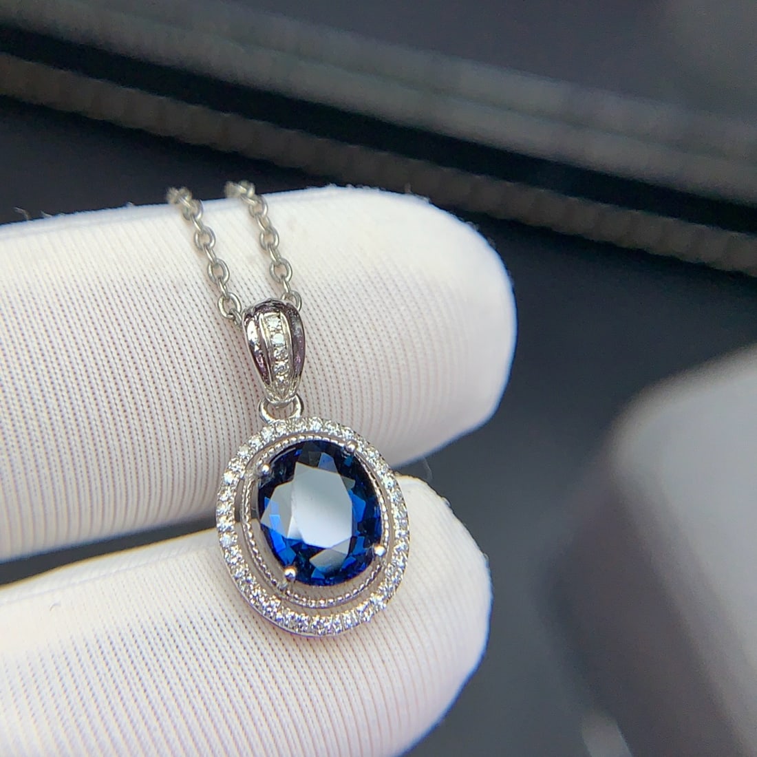 14k Gold 1.21 Ct Natural Sapphire & Diamond Pendant( Without Chain ) - 3