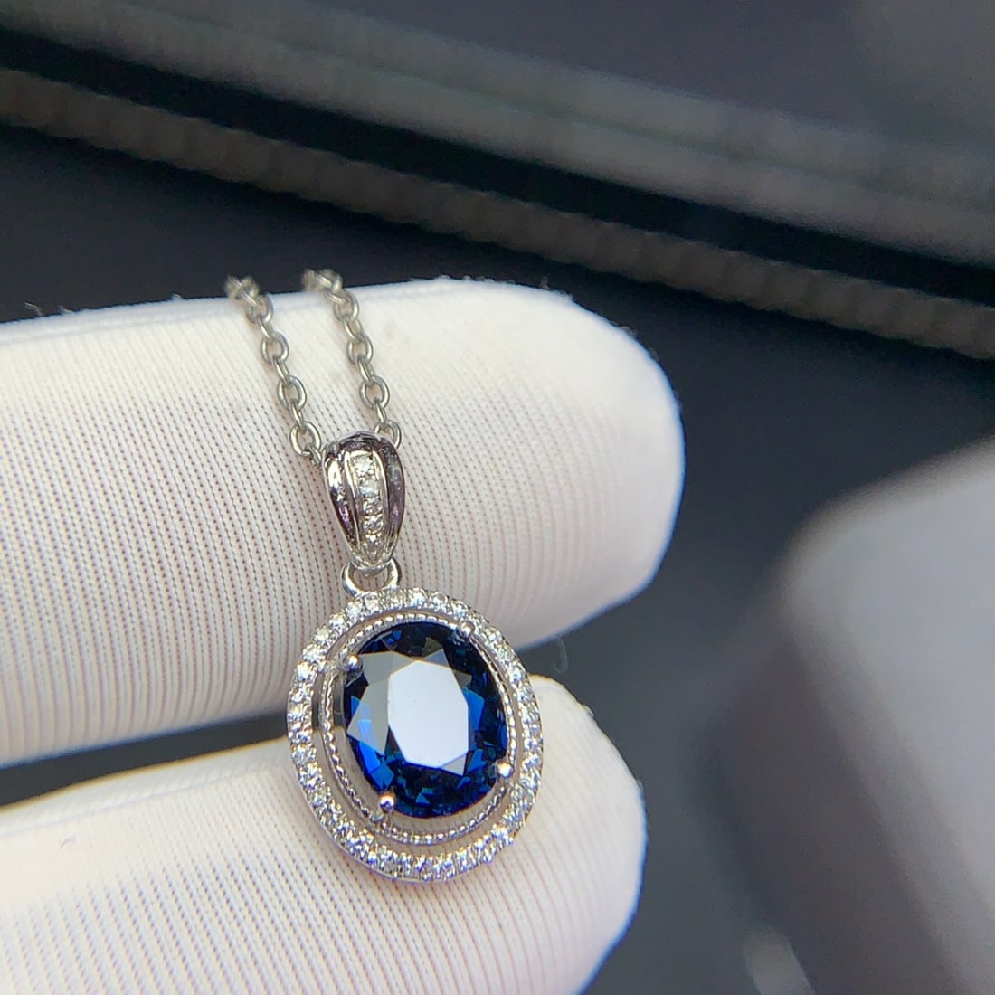 14k Gold 1.21 Ct Natural Sapphire & Diamond Pendant( Without Chain ) - 4