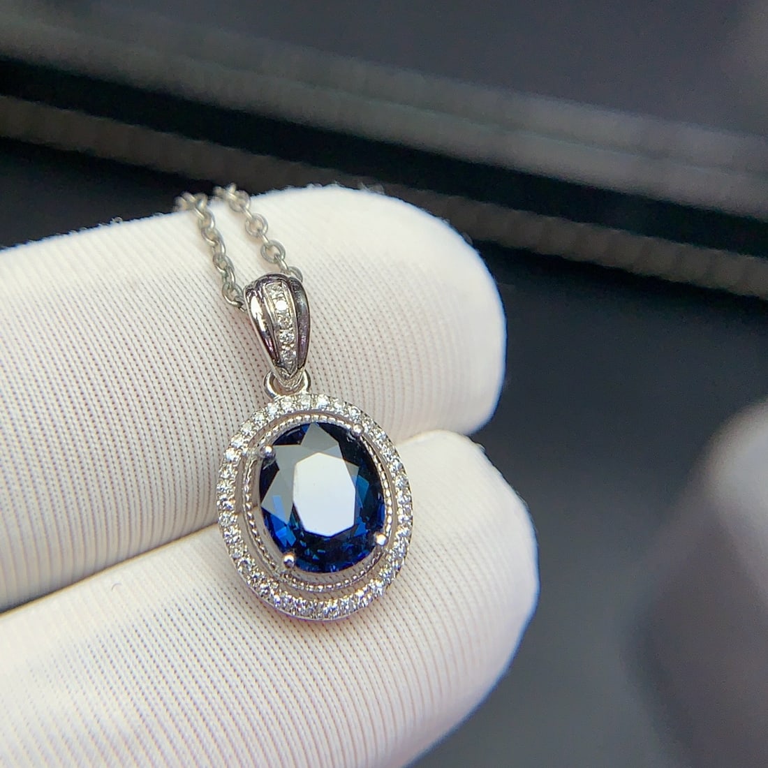 14k Gold 1.21 Ct Natural Sapphire & Diamond Pendant( Without Chain ) - 5