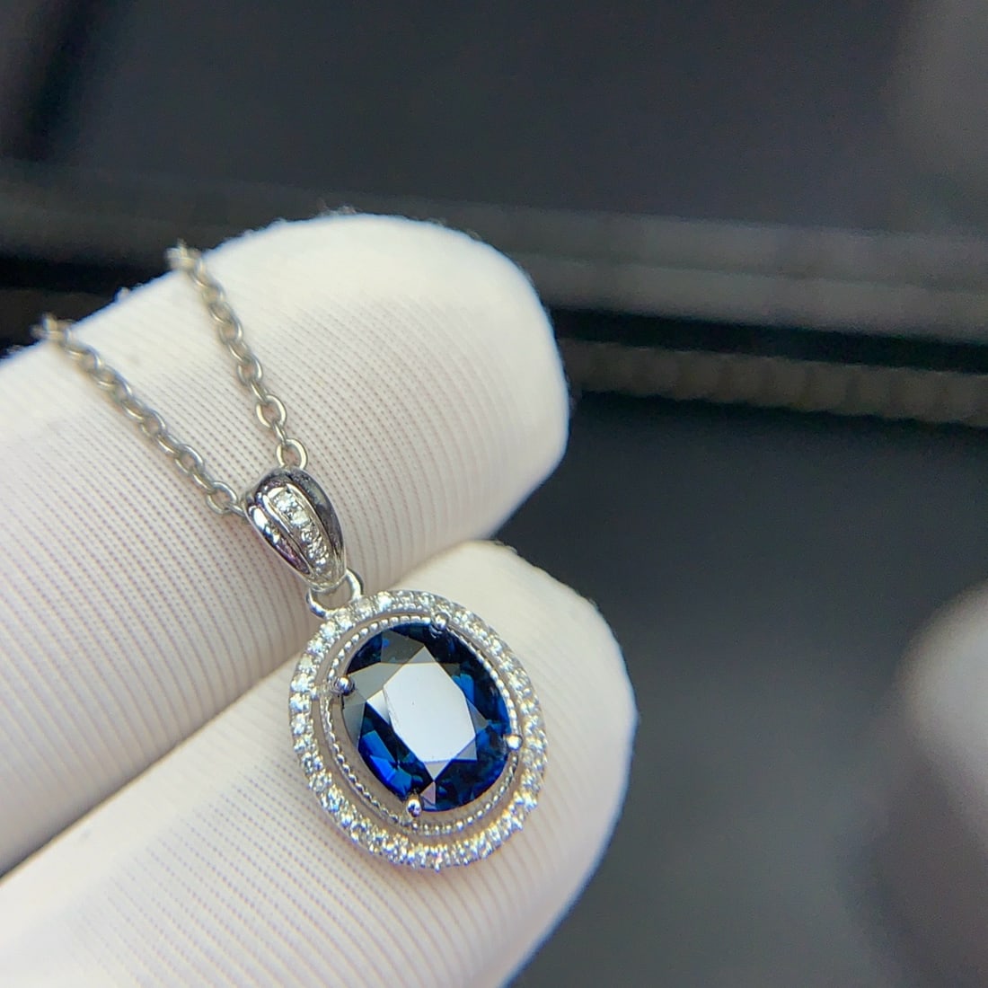 14k Gold 1.21 Ct Natural Sapphire & Diamond Pendant( Without Chain ) - 6