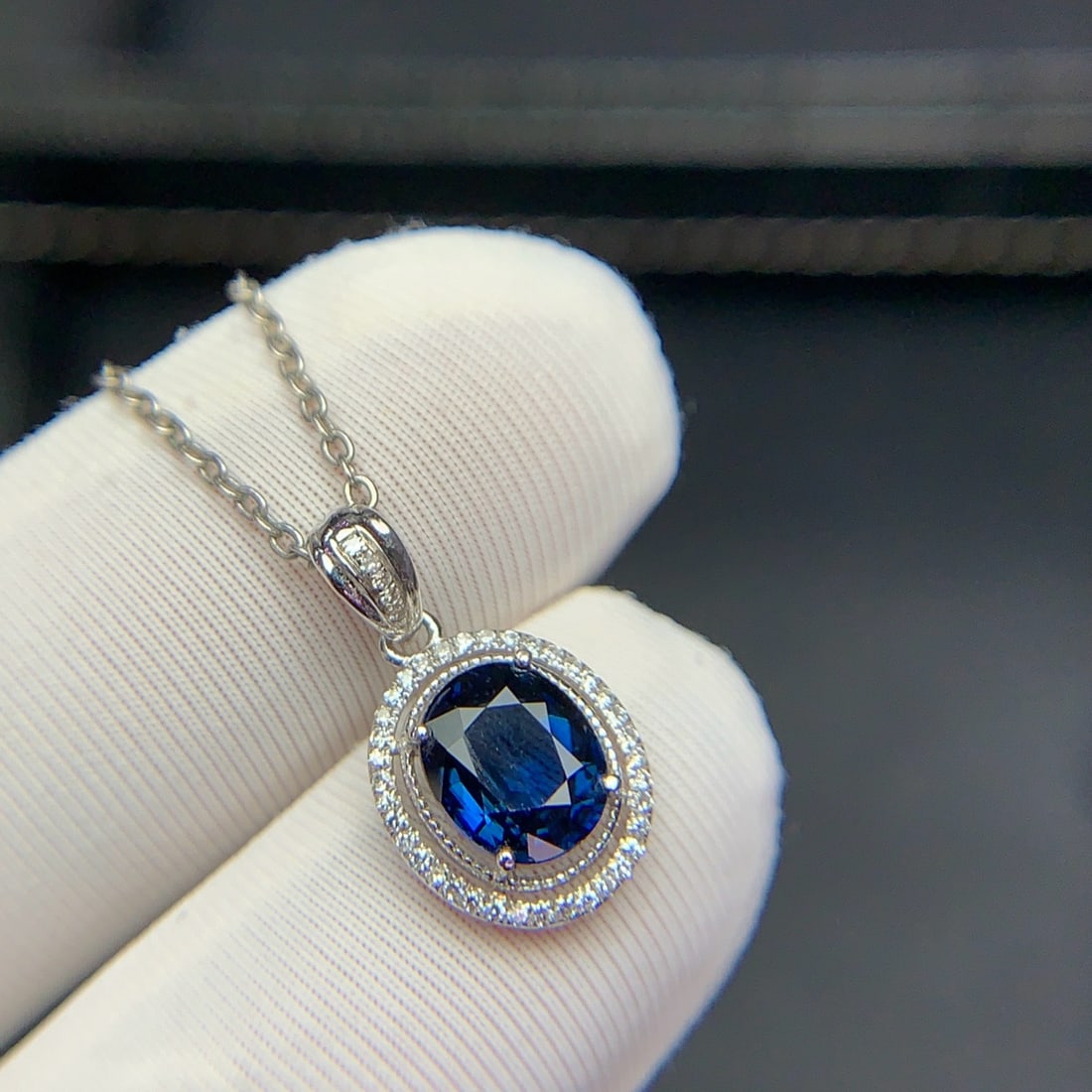 14k Gold 1.21 Ct Natural Sapphire & Diamond Pendant( Without Chain ) - 7