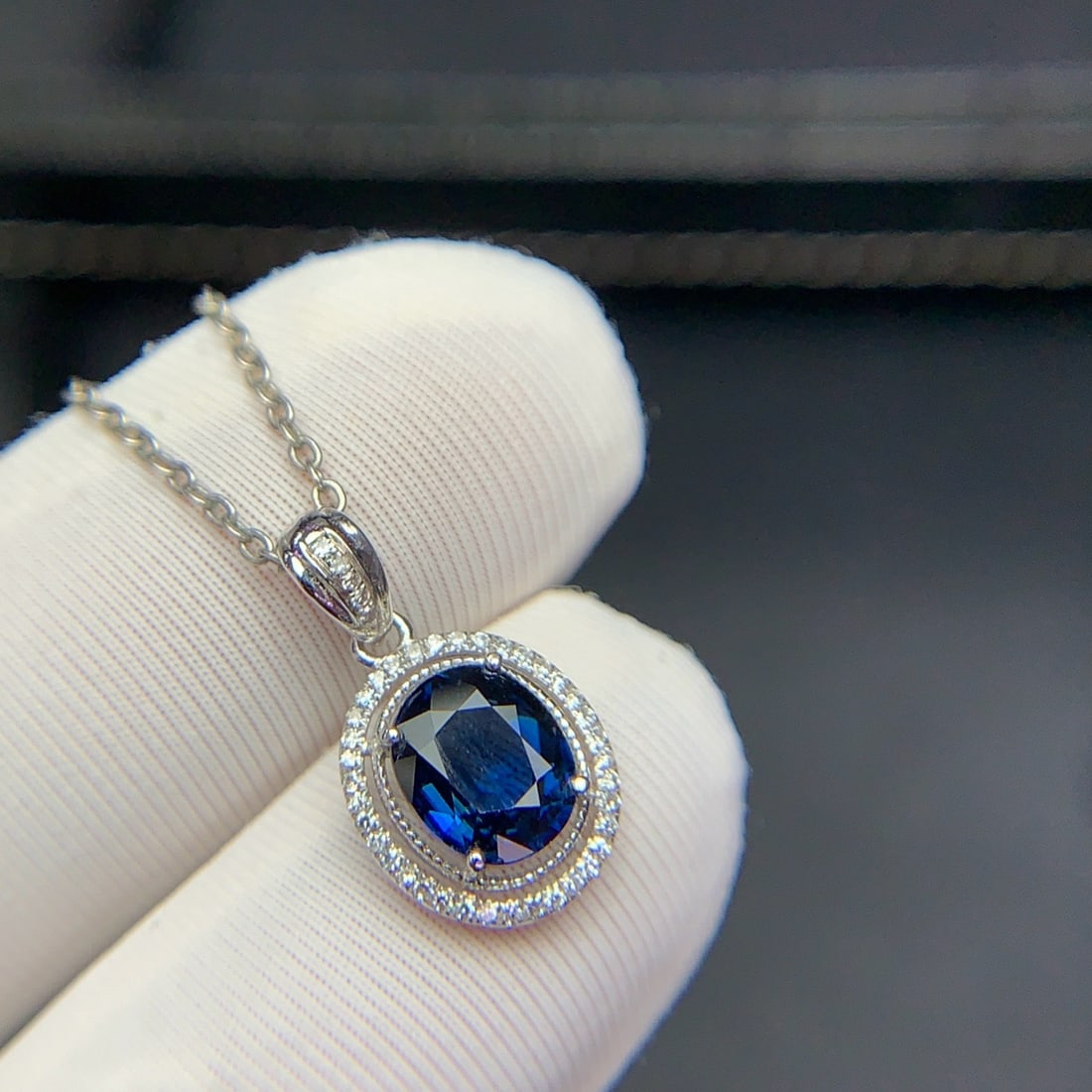 14k Gold 1.21 Ct Natural Sapphire & Diamond Pendant( Without Chain ) - 8