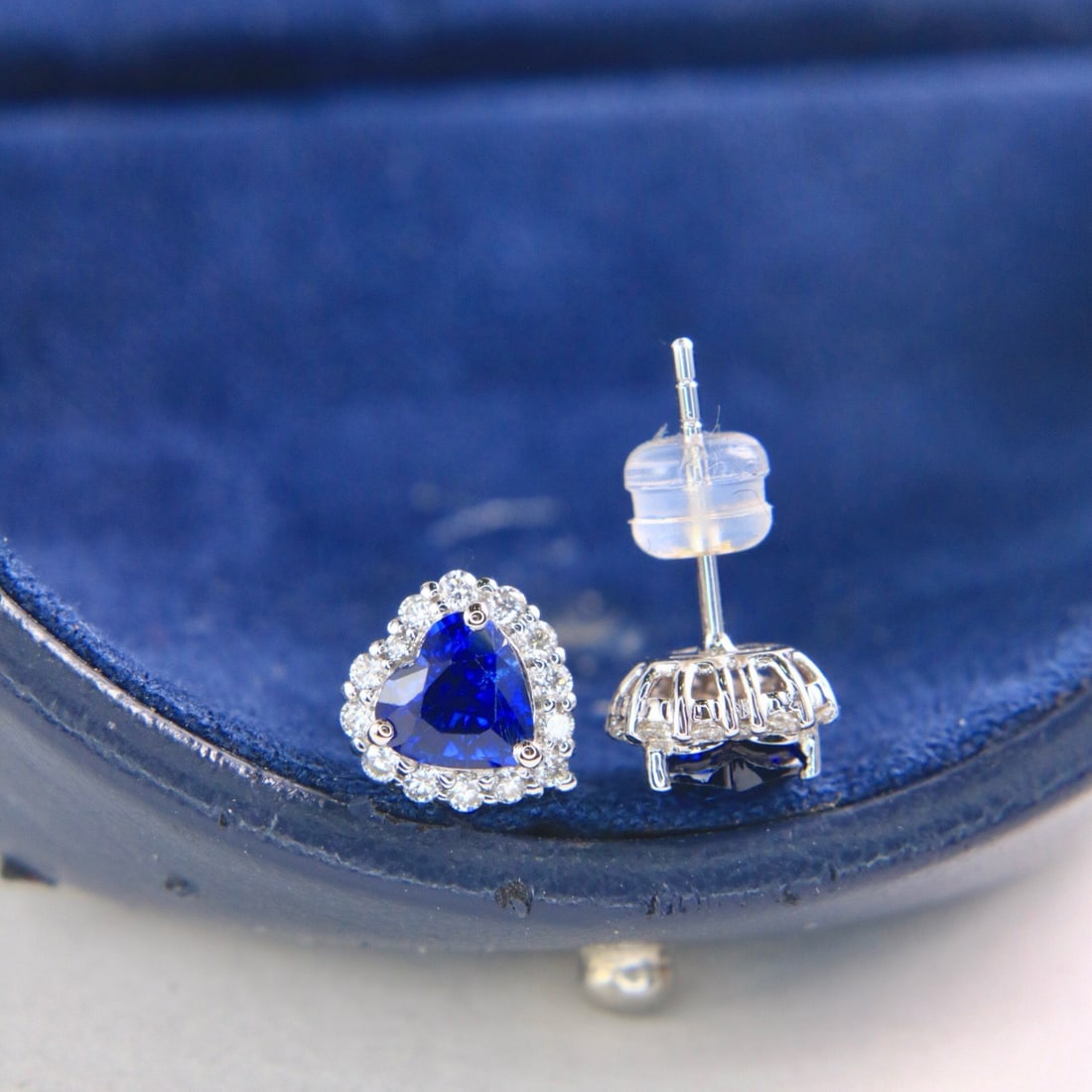 14k Gold 1.77 Ctw Natural Sapphire & Diamond Earrings - 2
