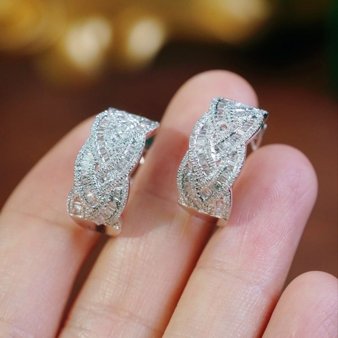 14k Gold 0.80 Ct Natural H Diamond Earrings - 2