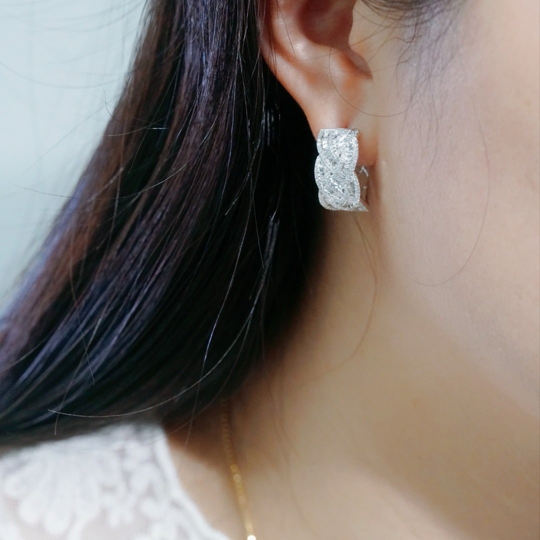 14k Gold 0.80 Ct Natural H Diamond Earrings - 3