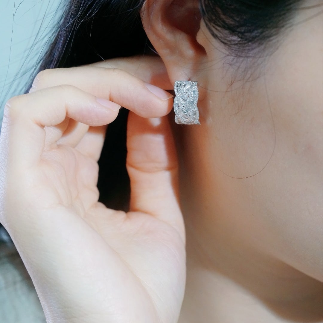 14k Gold 0.80 Ct Natural H Diamond Earrings - 4