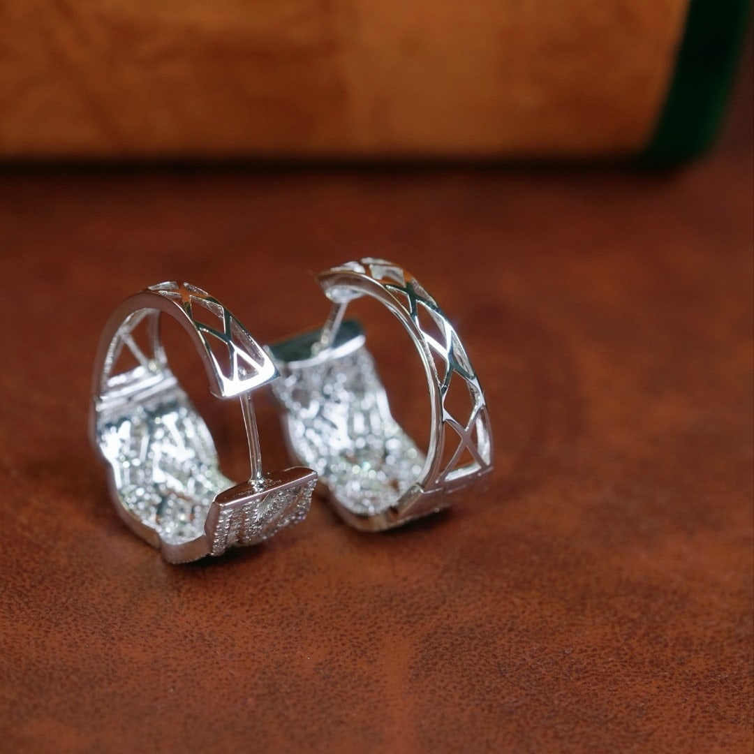 14k Gold 0.80 Ct Natural H Diamond Earrings - 5