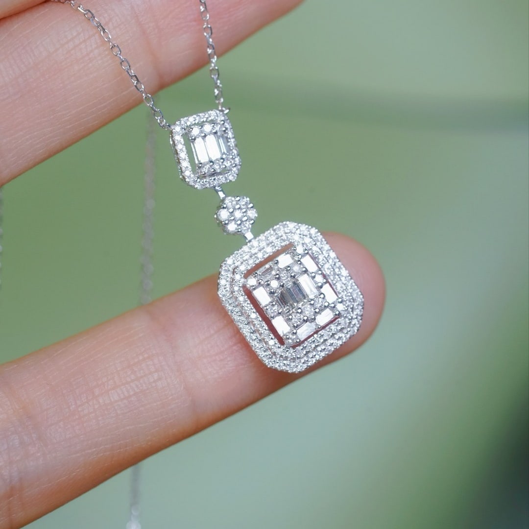 14k Gold 0.65 Ct Natural H Diamond Necklace - 2