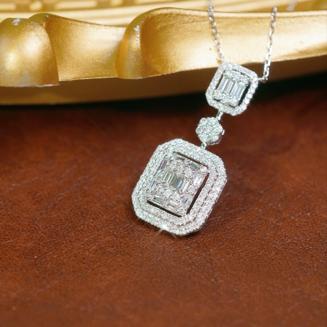 14k Gold 0.65 Ct Natural H Diamond Necklace - 3