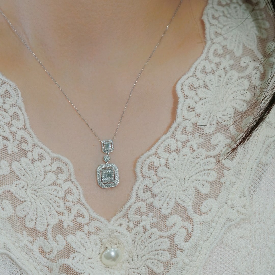 14k Gold 0.65 Ct Natural H Diamond Necklace - 4