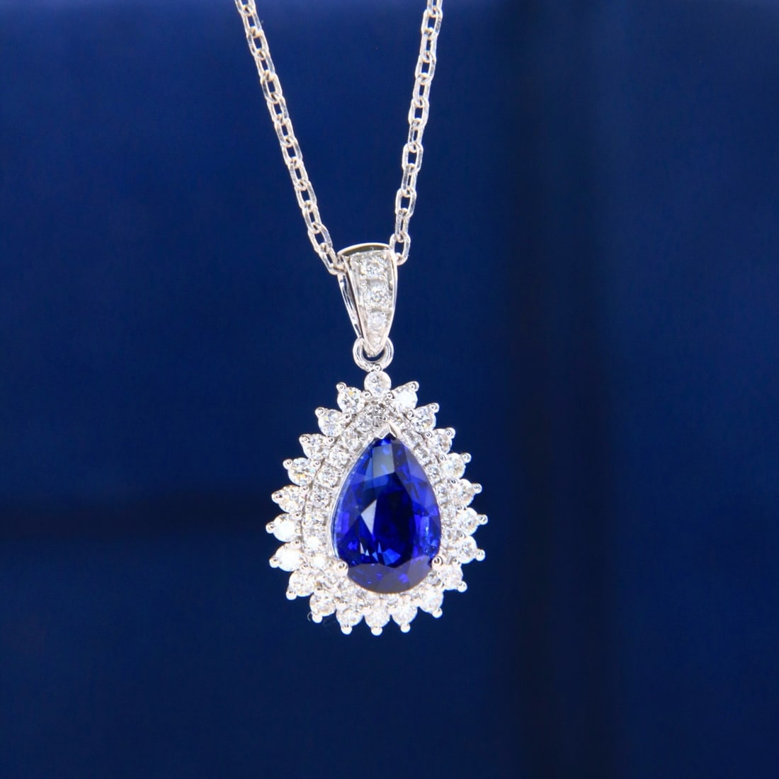 14k Gold 1.65 Ctw Natural Sapphire & Diamond Necklace - 2