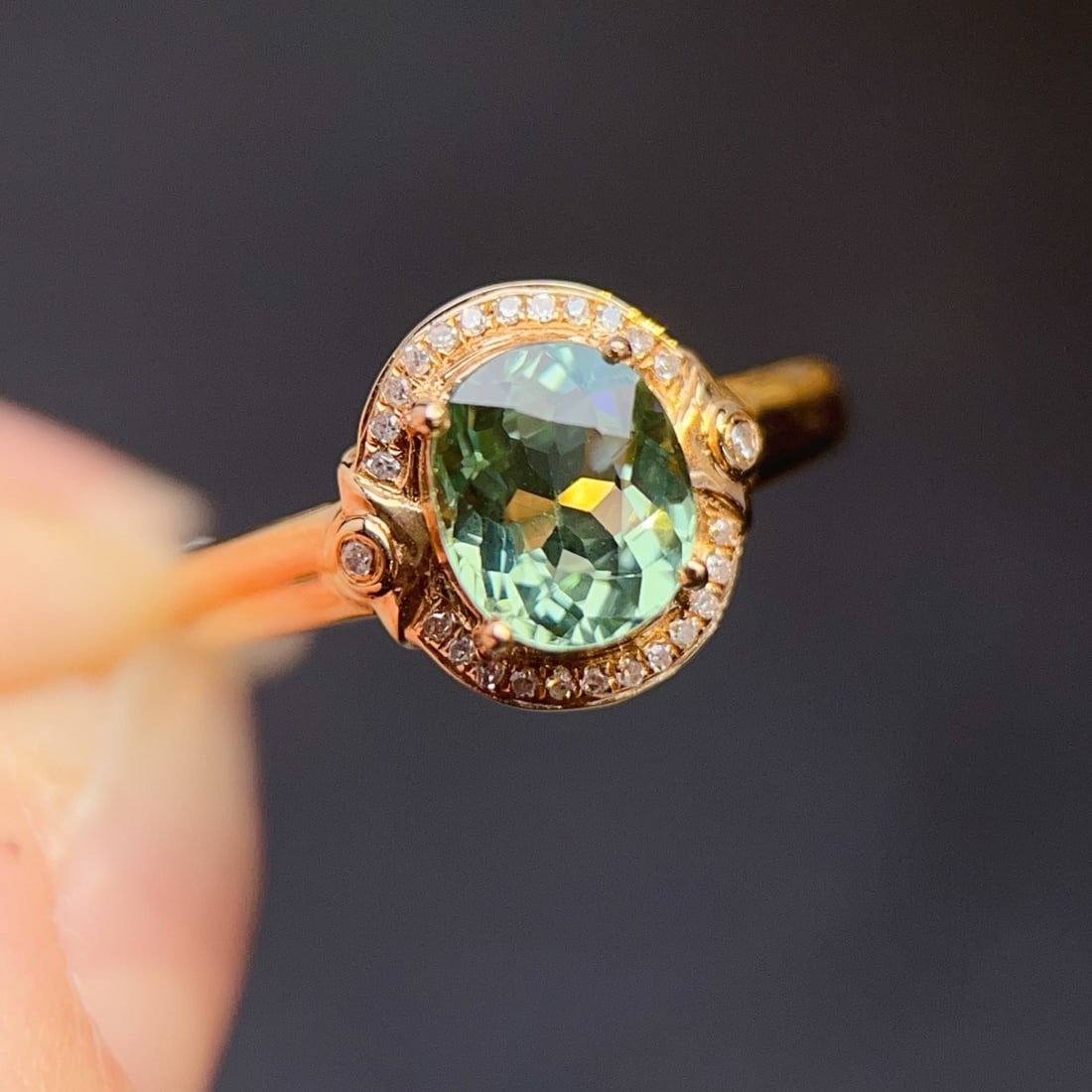 14k Gold 1.33 Ctw Natural Tourmaline & Diamond Ring (1 of 5)