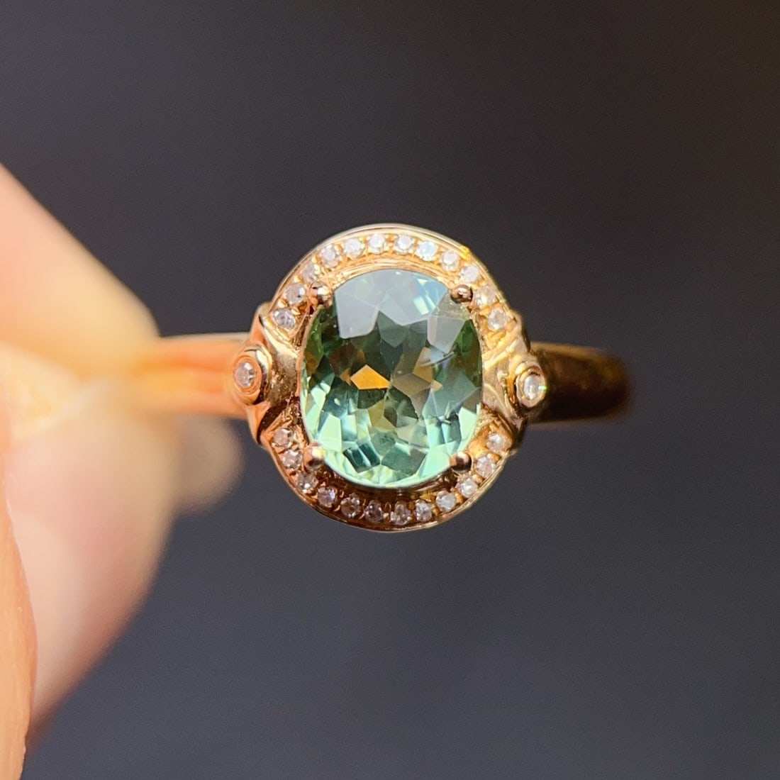14k Gold 1.33 Ctw Natural Tourmaline & Diamond Ring - 2