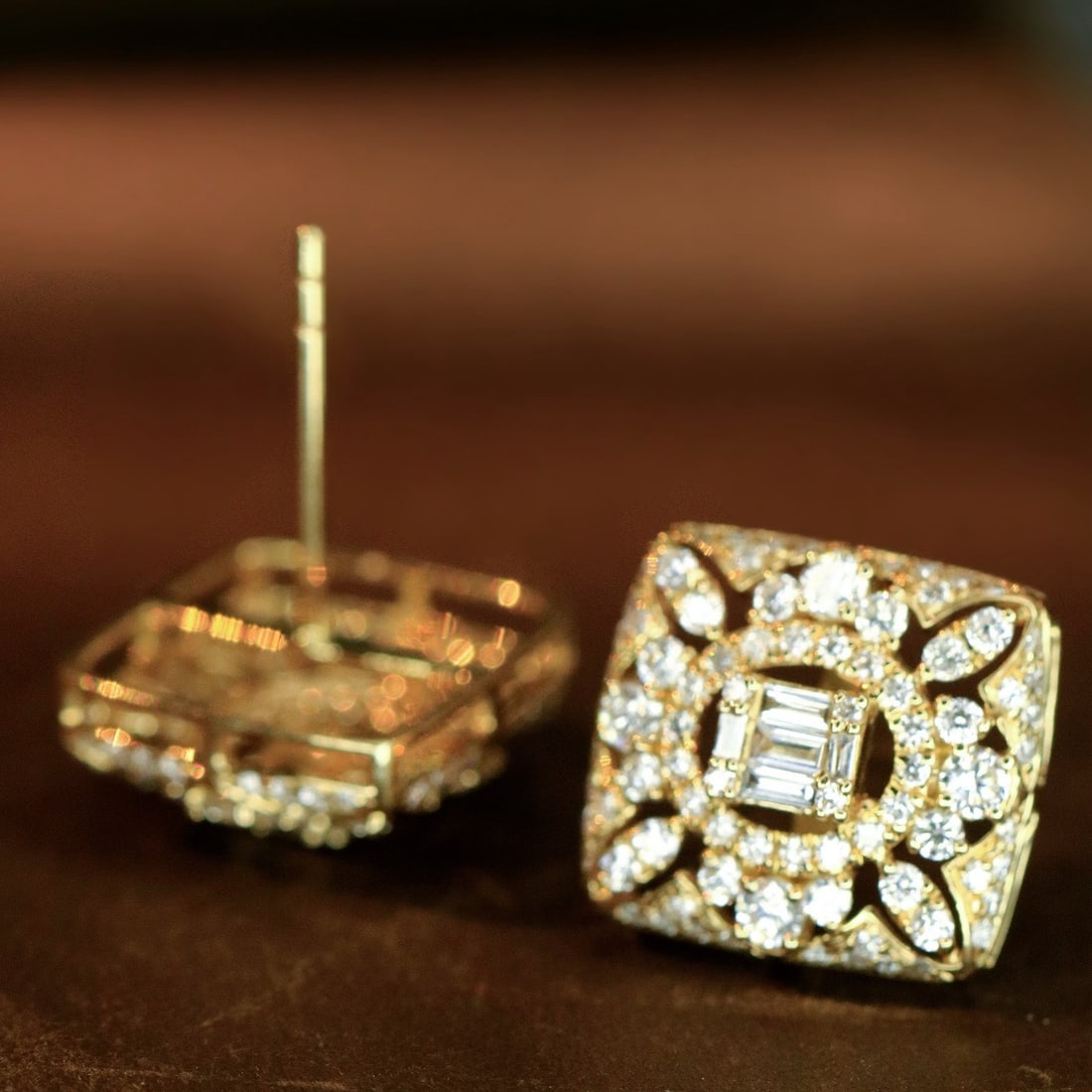 14k Gold 0.96 Ct Natural H Diamond Earrings - 2