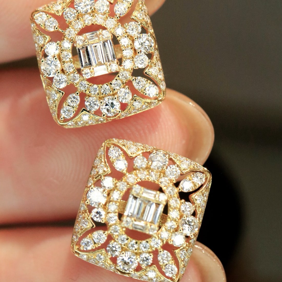 14k Gold 0.96 Ct Natural H Diamond Earrings - 5