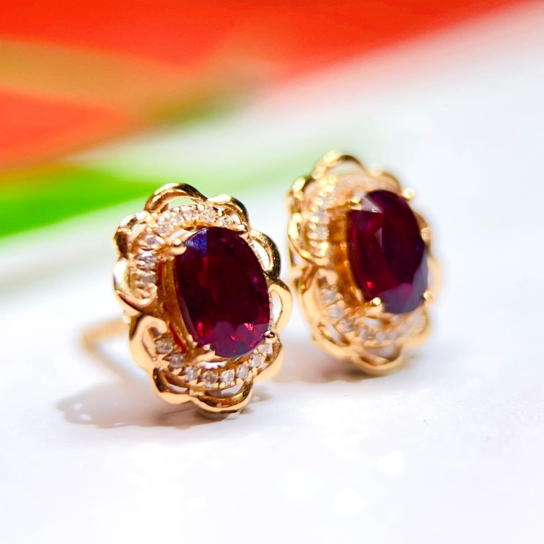 14k Gold 1.42 Ctw Natural Tourmaline & Diamond Earrings - 2