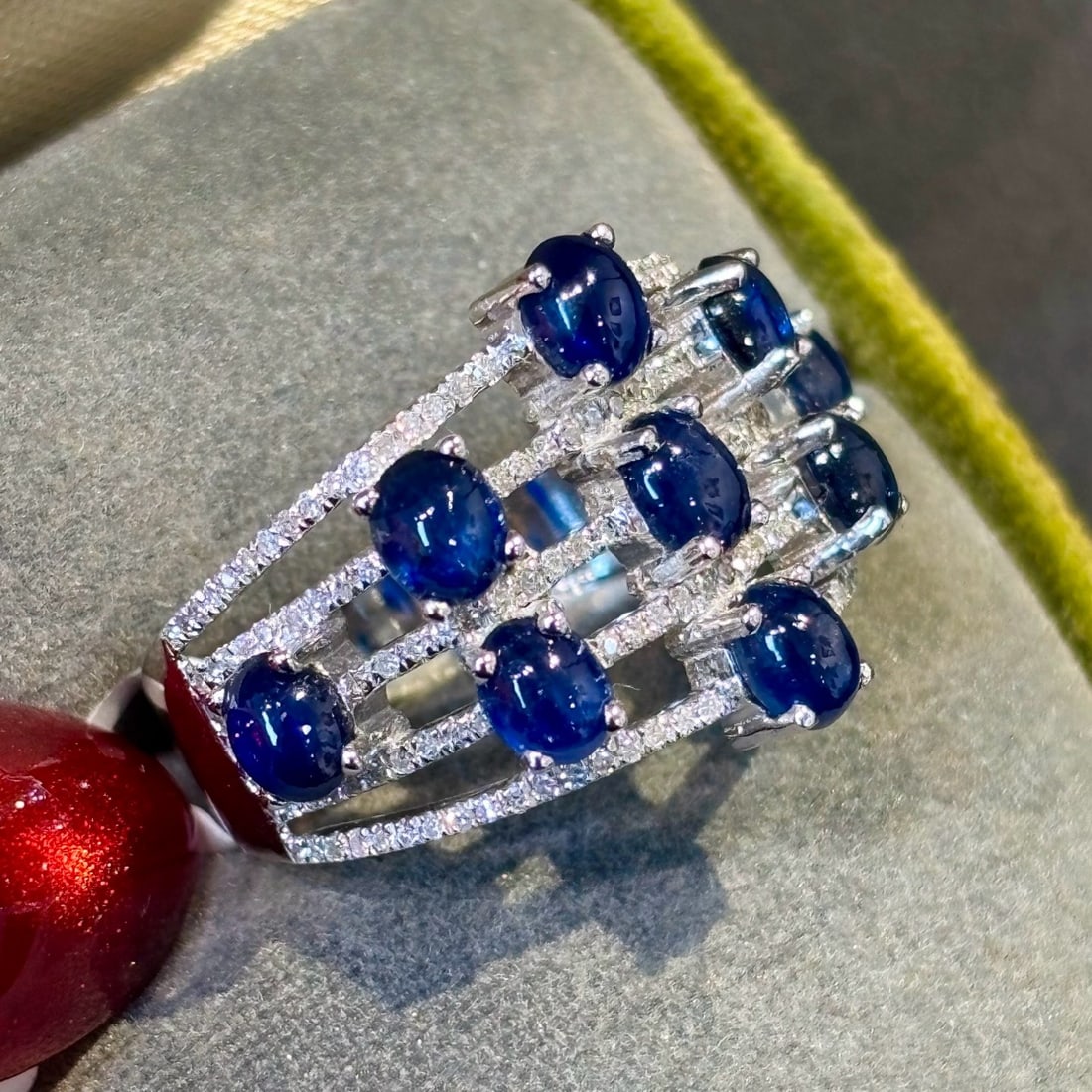 14K GOLD 3.51 CT NATURAL SAPPHIRE & DIAMOND RING - 3