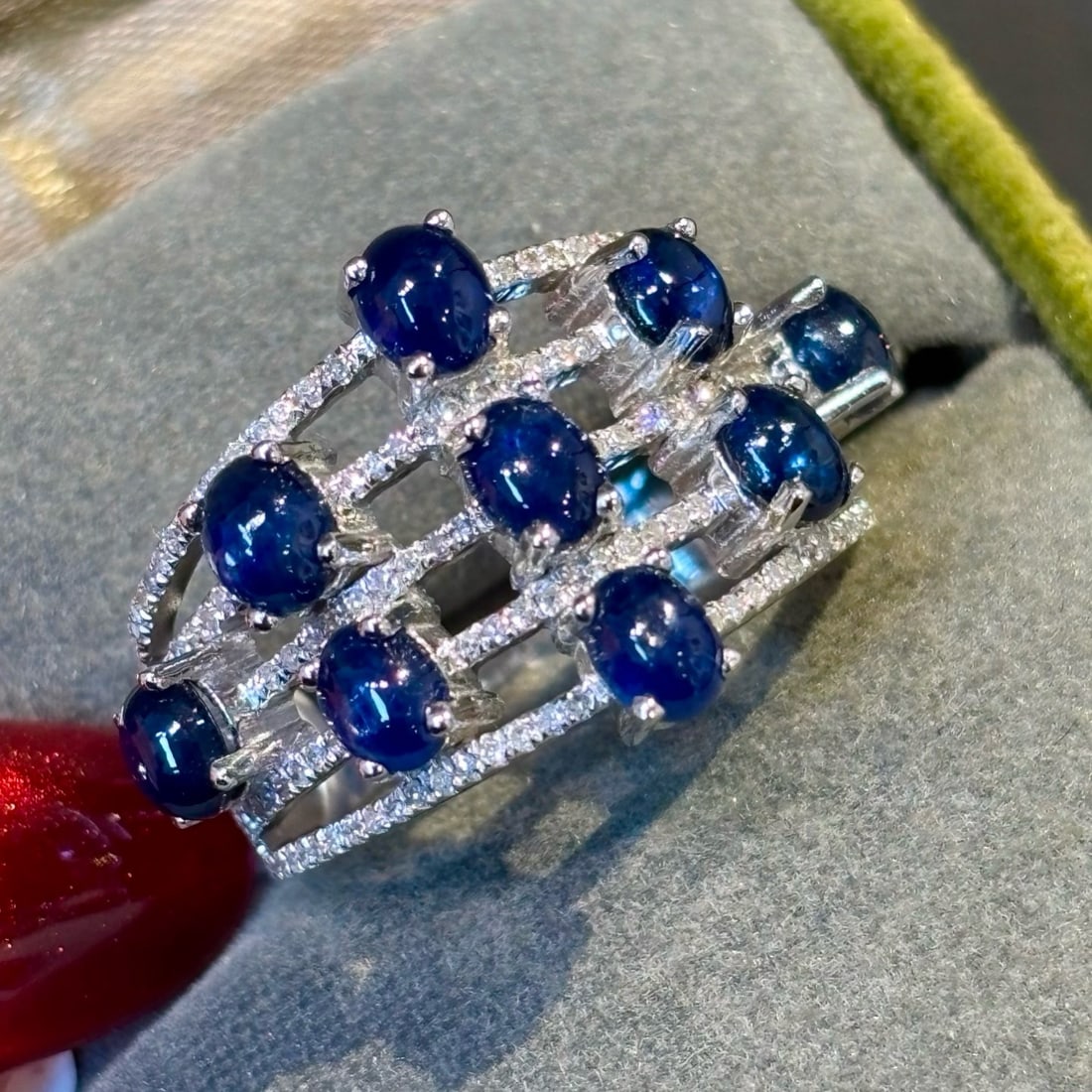 14K GOLD 3.51 CT NATURAL SAPPHIRE & DIAMOND RING - 4