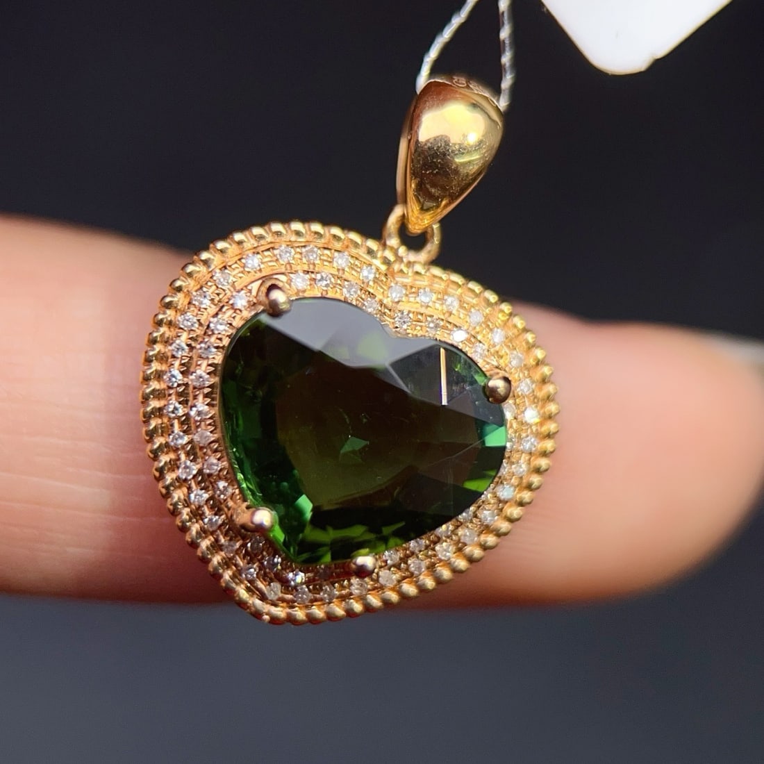 14k Gold 4.49 Ctw Natural Tourmaline & Diamond Pendant( Without Chain ) - 3