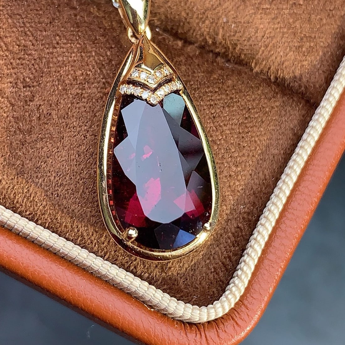 14k Gold 6.49 Ctw Natural Tourmaline & Diamond Pendant( Without Chain ) - 2