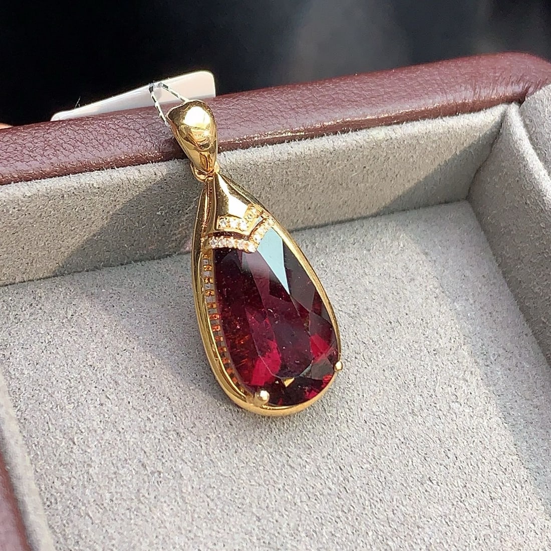 14k Gold 6.49 Ctw Natural Tourmaline & Diamond Pendant( Without Chain ) - 4