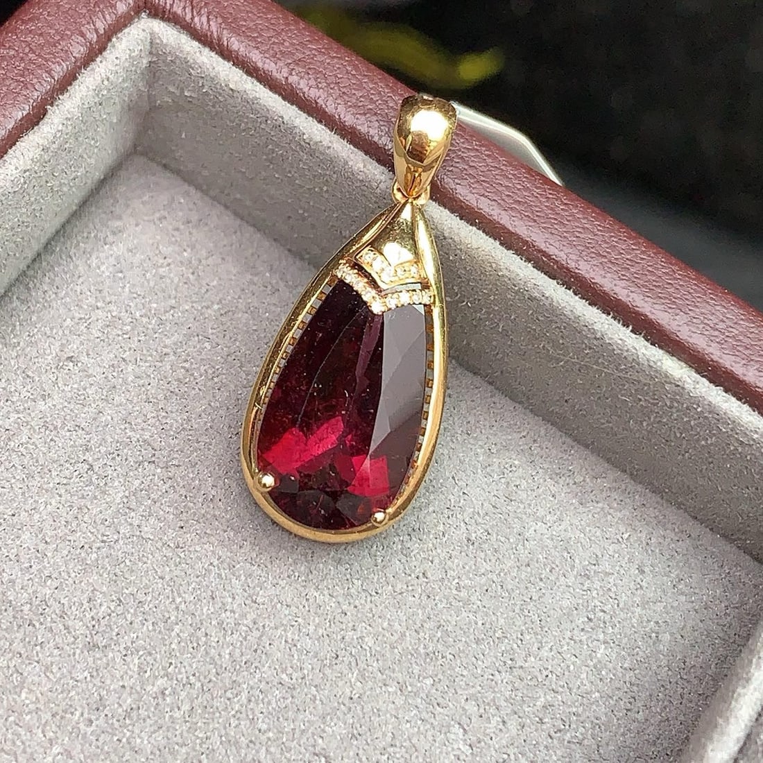 14k Gold 6.49 Ctw Natural Tourmaline & Diamond Pendant( Without Chain ) - 5
