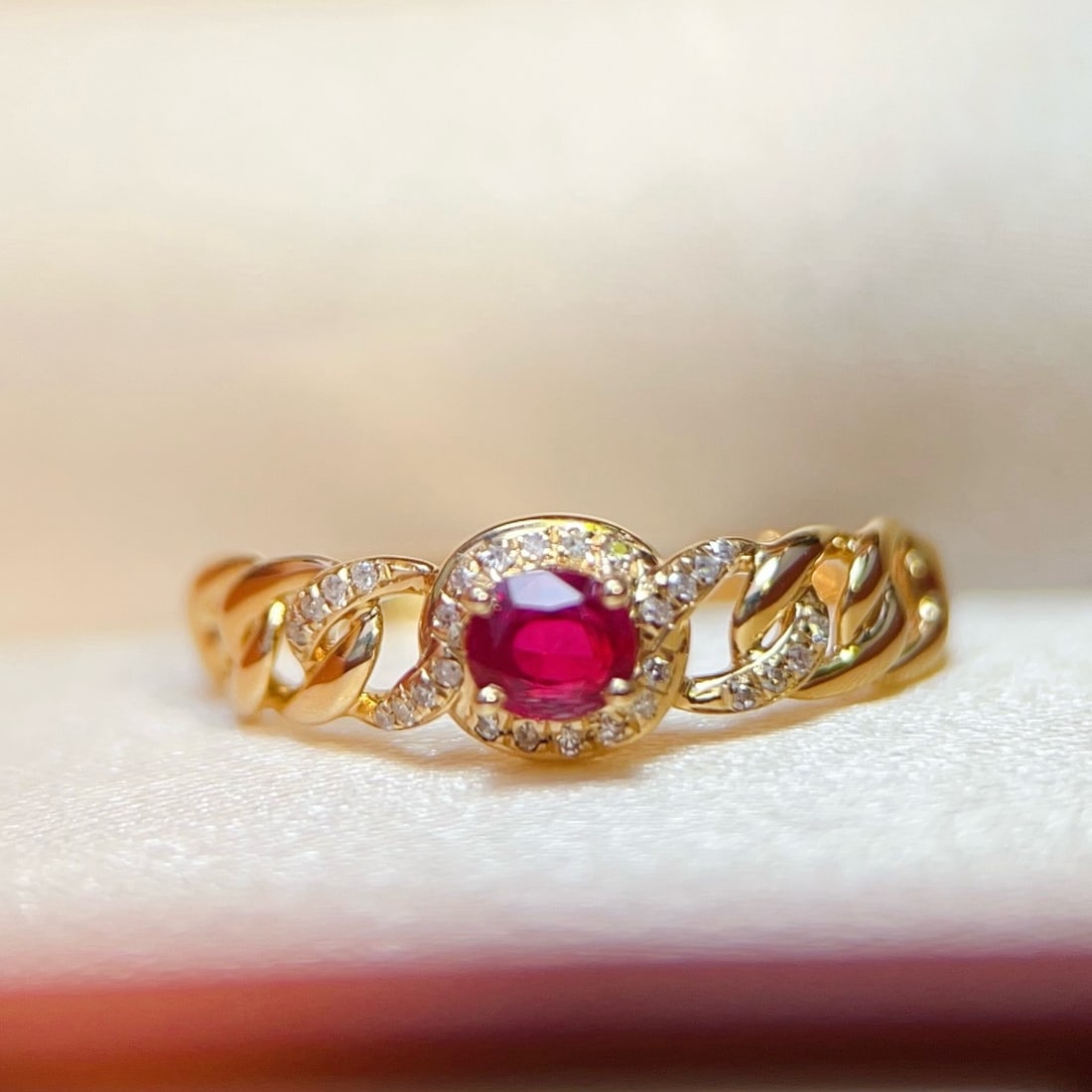 14k Gold 0.34 Ct Natural Ruby & Diamond Ring - 2