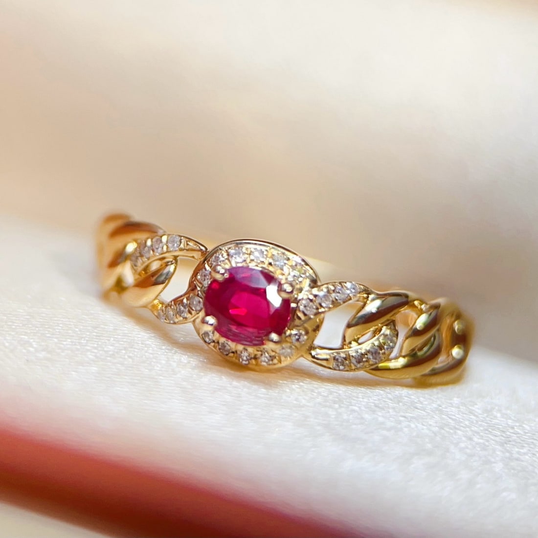 14k Gold 0.34 Ct Natural Ruby & Diamond Ring - 3