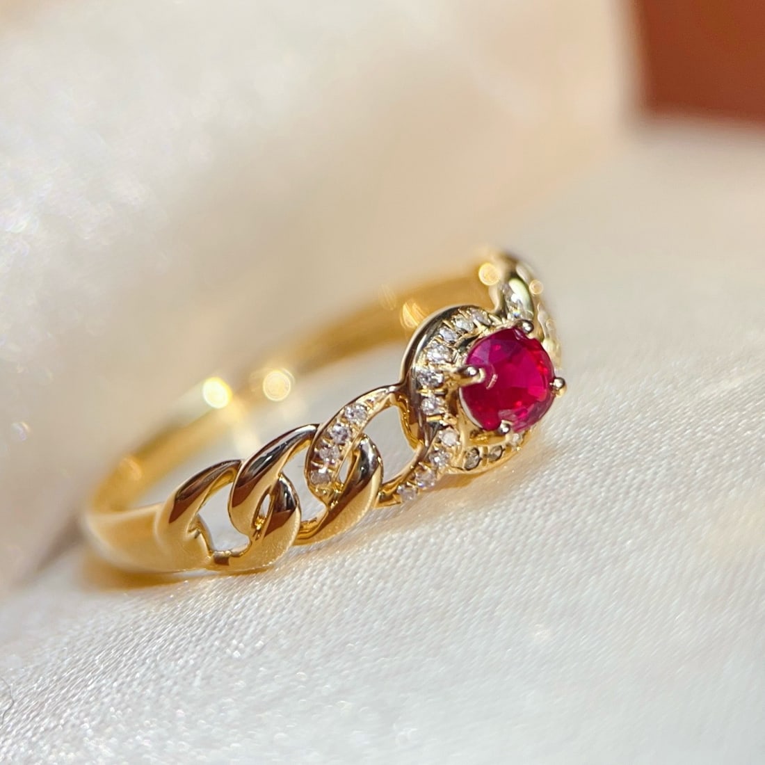 14k Gold 0.34 Ct Natural Ruby & Diamond Ring - 5