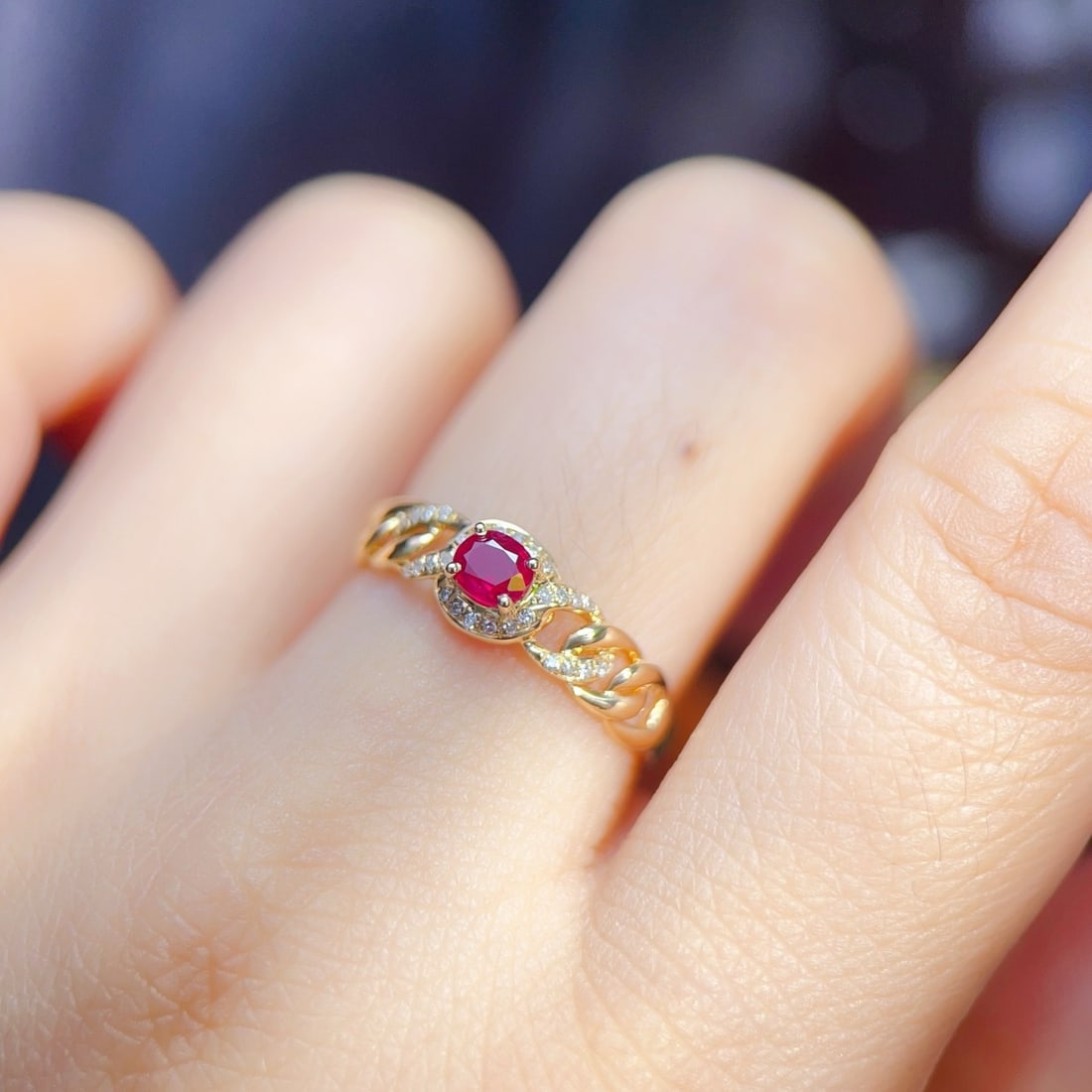 14k Gold 0.34 Ct Natural Ruby & Diamond Ring - 6
