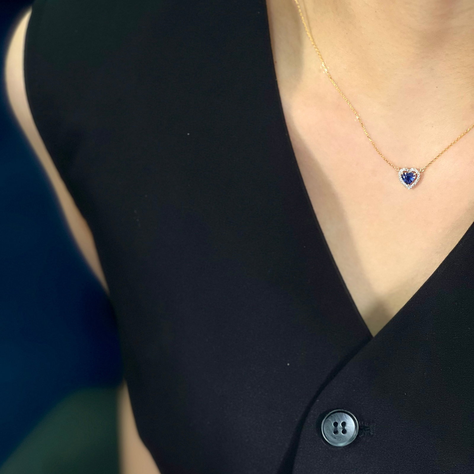 14k Gold 0.70 Ctw Natural Sapphire & Diamond Necklace - 5